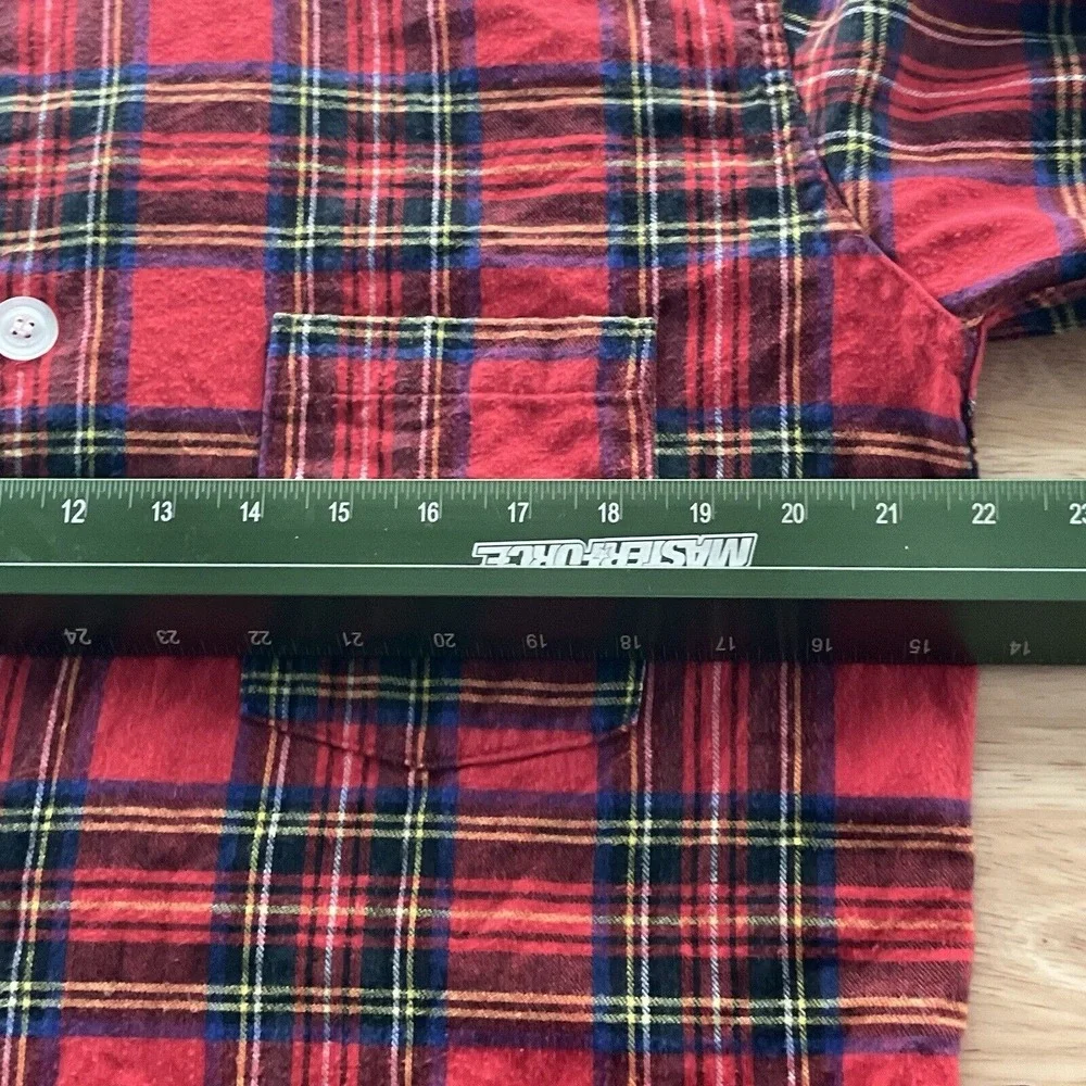 LL Bean Sleep Shirt Plaid Flannel Pajama USA Made Loungewear Vintage Medium Tall
